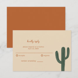 Boho Woestijn Eenvoudige Trouwdag RSVP Kaartje