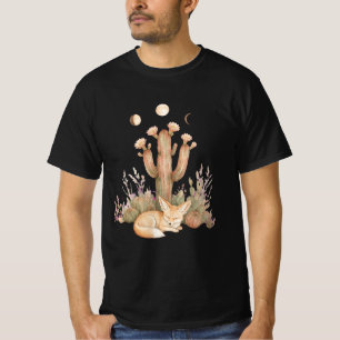 Boho Woestijn Fennec Vos Slapend Onder Saguaro Cac T-shirt