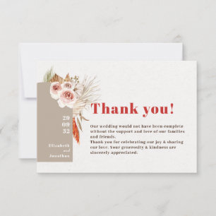 Boho-woestijn gedroogde bloemen aardschoen bedankkaart