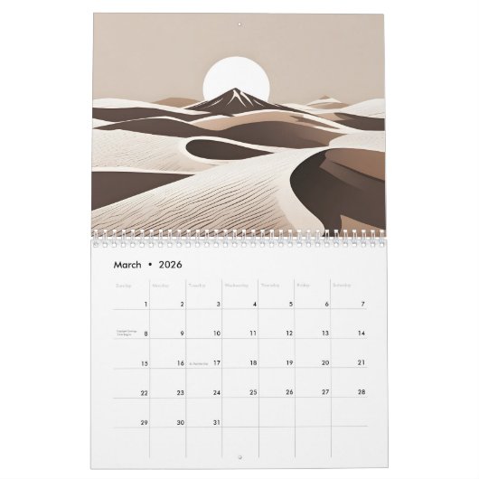Boho woestijn kunst kalender (Mar 2026)