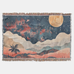 Boho Woestijnmaan Indigo Koper Hemellandschap Deken