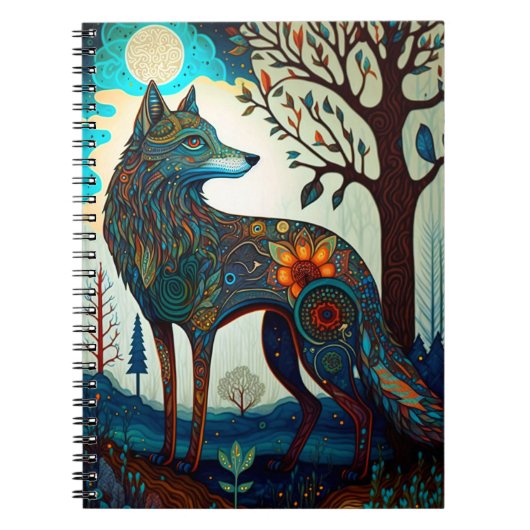 Boho Wolf Surreal Wildlife Art Carnet (Devant)