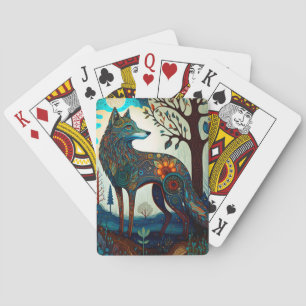 Boho Wolf Surreal Wildlife Art-speelkaarten Pokerkaarten