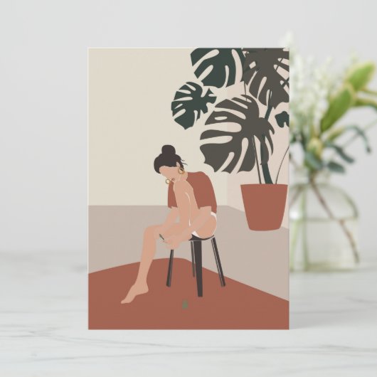 Boho Woman en Monstera Planten Summer Mode (Staand voorkant)