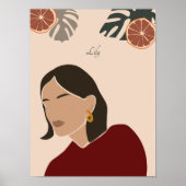 Boho Woman Illustration, Earthy Tones Poster (Voorkant)