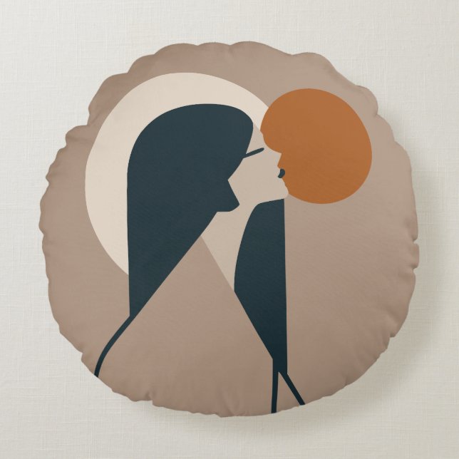 Boho Woman Sun Rond Kussen (Voorkant)