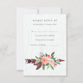 BOHO WOOD COUNTRY BLUSH FLROW FLORAL MARIAGE RSVP (Devant)