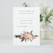 BOHO WOOD COUNTRY BLUSH FLROW FLORAL MARIAGE RSVP (Debout devant)