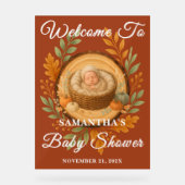 Boho Wood Slice Baby shower d'automne Bienvenue (Recto)