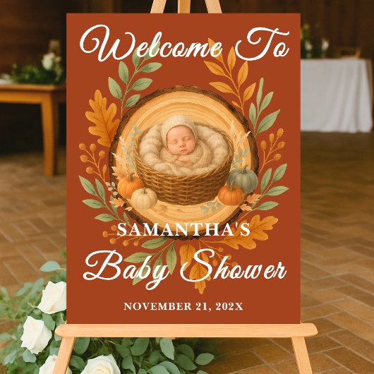 Boho Wood Slice Baby shower d'automne Bienvenue
