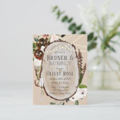 Boho Wood Slice Marsala Brunch & Bubble Invitation Kaart (Staand voorkant)
