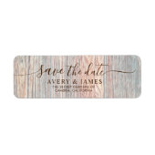 Boho Wood Slice Pampas Save the Date Address Label (Voorkant)