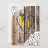 Boho Wood Zonnebloem gewei Lace Rustieke bruiloft Kaart (Achterkant)