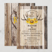 Boho Wood Zonnebloem gewei rustieke bruiloft Kaart (Voorkant / Achterkant)