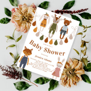Boho Woodland Animal Gender Neutral Baby shower Kaart
