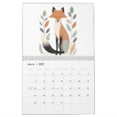Boho Woodland Animals 2025 Calendrier 12 mois (Mar 2027)