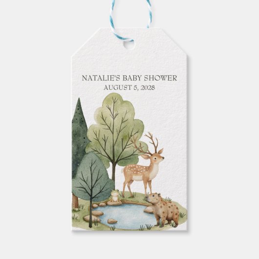 Boho Woodland Animals Baby shower Cadeaulabel (Voorkant)