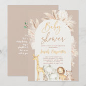 Boho Woodland Animals Baby shower Invitation Kaart (Voorkant / Achterkant)