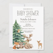 Boho Woodland Animals Baby shower Invitation Kaart (Voorkant)