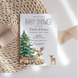 Boho Woodland Animals Baby shower Invitation Kaart