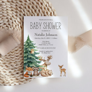 Boho Woodland Animals Baby shower Invitation Kaart