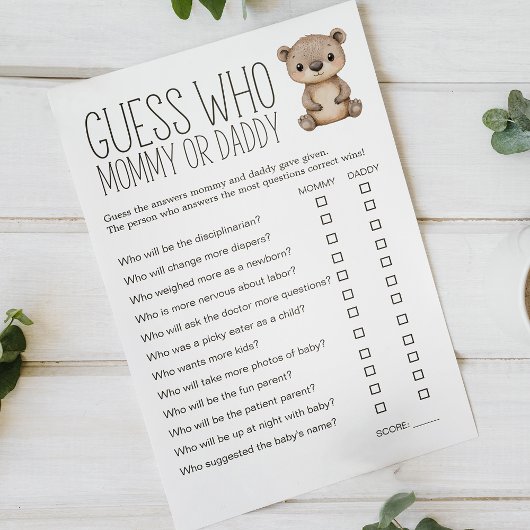 Boho Woodland Animals Baby shower Mama Daddy Game Flyer