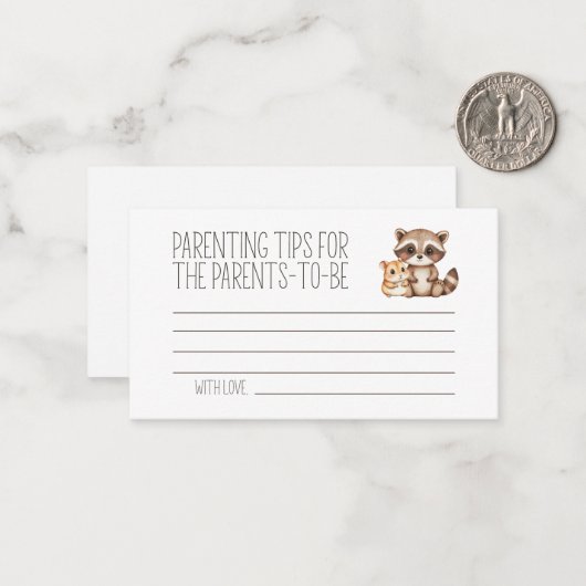 Boho Woodland Animals Baby shower Ouderschap Tips Notitiekaartje (Voorkant / Achterkant in situ)