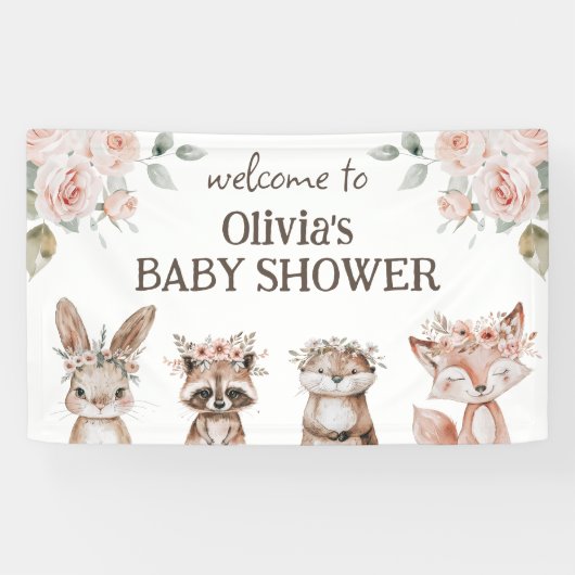 Boho Woodland Animals Baby shower Spandoek (Horizontaal)