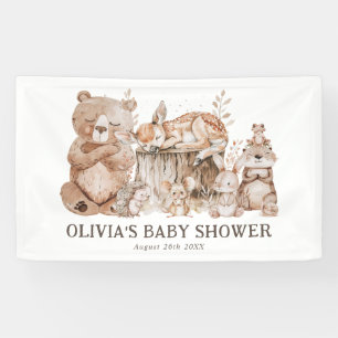 Boho Woodland Animals Genderneutraal Baby shower Spandoek