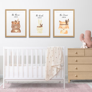 Boho Woodland Animals Gepersonaliseerde Baby kweke Muurkunst Sets