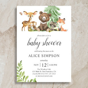 Boho Woodland Animals laat Baby shower uitnodigen Kaart