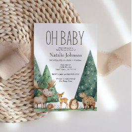 Boho Woodland Animals Oh Baby shower Kaart
