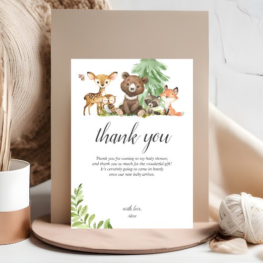 Boho Woodland Animals Rustic Baby shower Bedankkaart