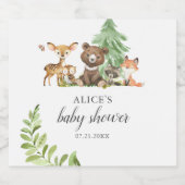 Boho Woodland Animals Rustic Baby shower Sparkling Wijnetiket (Enkel label)
