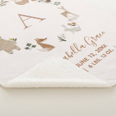 Boho Woodland Animals Script Baby Birth Stats Sherpa Deken (3/4)