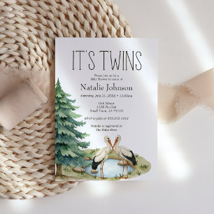 Boho Woodland Animals Twins Baby shower Kaart