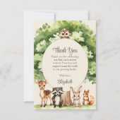 Boho Woodland Animaux Baby shower Carte de remerci (Devant)