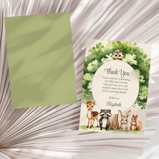 Boho Woodland Animaux Baby shower Carte de remerci