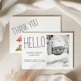 Boho Woodland Animaux Photo Baby Faire-part