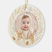 Boho Woodland Baby First Christmas Keepsake Keramisch Ornament (Links)