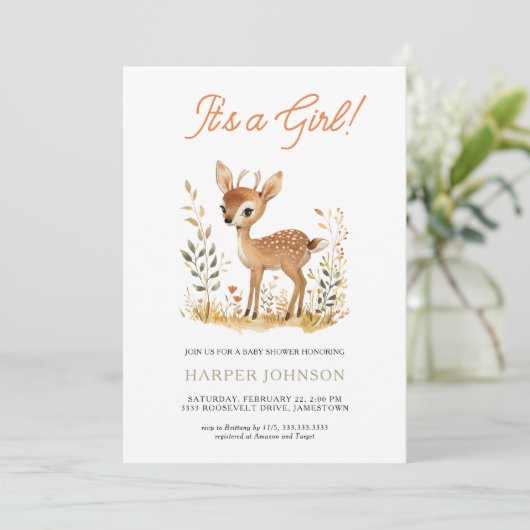Boho Woodland Baby shower animal Invitation (Debout devant)