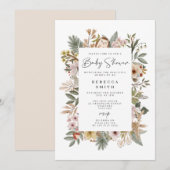 Boho Woodland Baby shower Invitation Kaart (Voorkant / Achterkant)