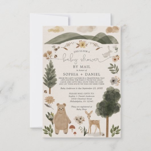 Boho Woodland Baby shower Par Mail Invitation Card (Devant)