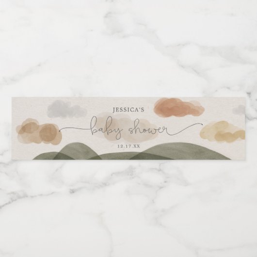 Boho Woodland Baby shower Waterflesetiket Waterfles Etiket (Enkel label)