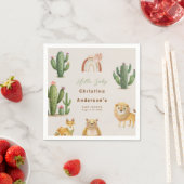 Boho Woodland Beer Lion Fox Cactus Baby shower Servet (Insitu)