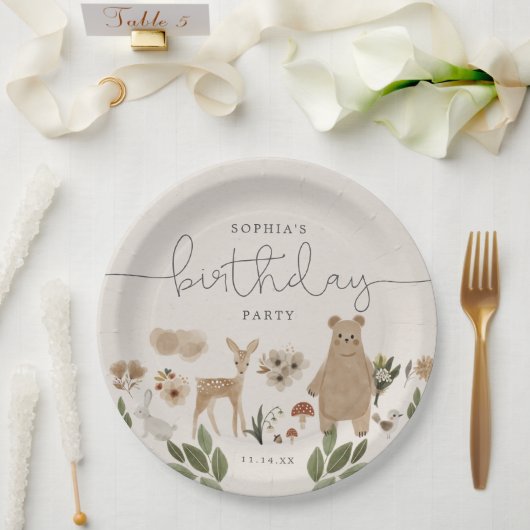 Boho Woodland Birthday Party Paper Borden Papieren Bordje (Huwelijk)