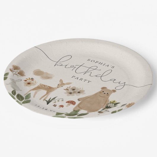 Boho Woodland Birthday Party Paper Borden Papieren Bordje (Gekanteld)
