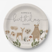 Boho Woodland Birthday Party Paper Borden Papieren Bordje (Voorkant)