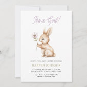Boho Woodland Bunny Baby shower Invitation (Devant)