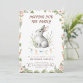 boho woodland bunny greenery baby shower kaart (Staand voorkant)